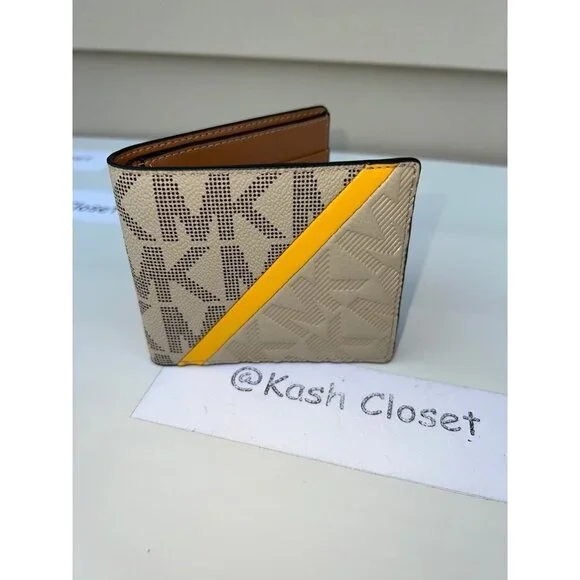 Michael Kors backpack mens cooper logo stripe bag & wallet bundle set chino